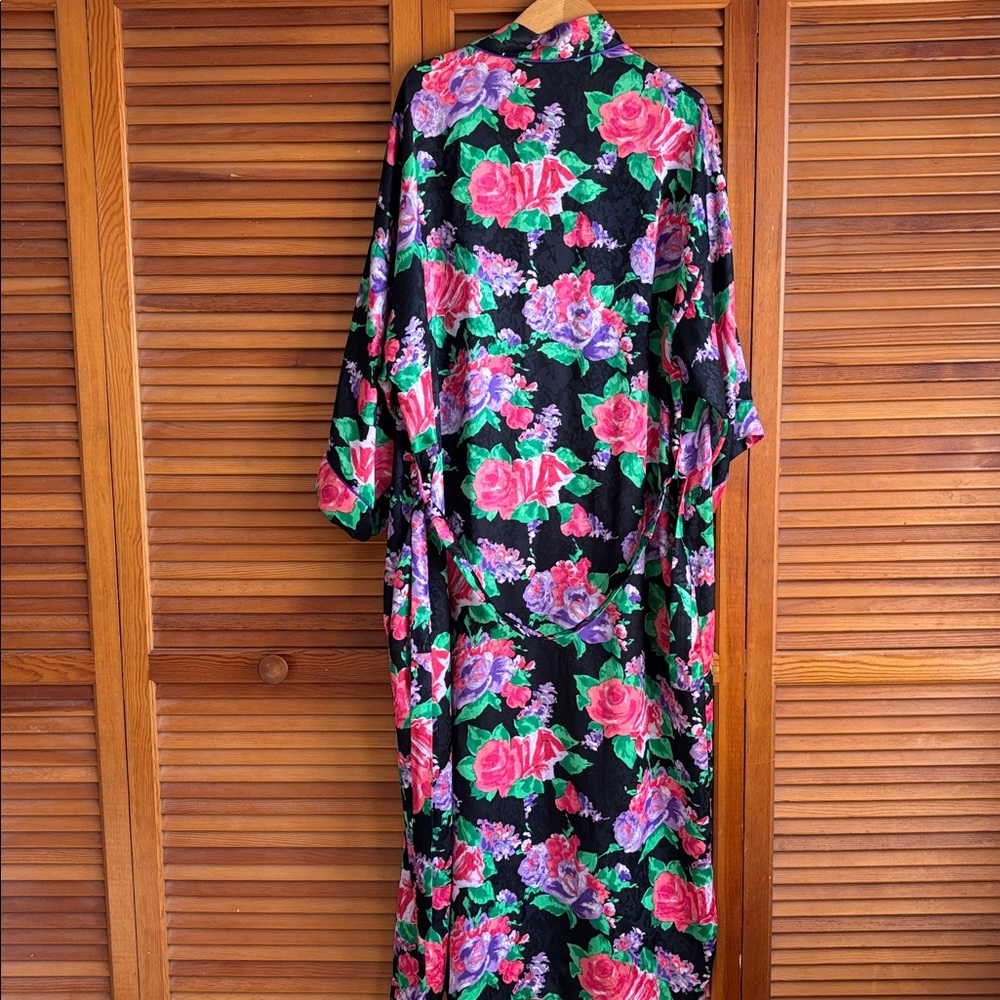 Christian Dior Lounge Wear Floral Tie Waist Robe Size L - Picture 6 of 12